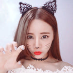 Catena per capelli con fascia per capelli con orecchio di gatto adorabile in pizzo da donna
