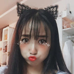 Catena per capelli con fascia per capelli con orecchio di gatto adorabile in pizzo da donna