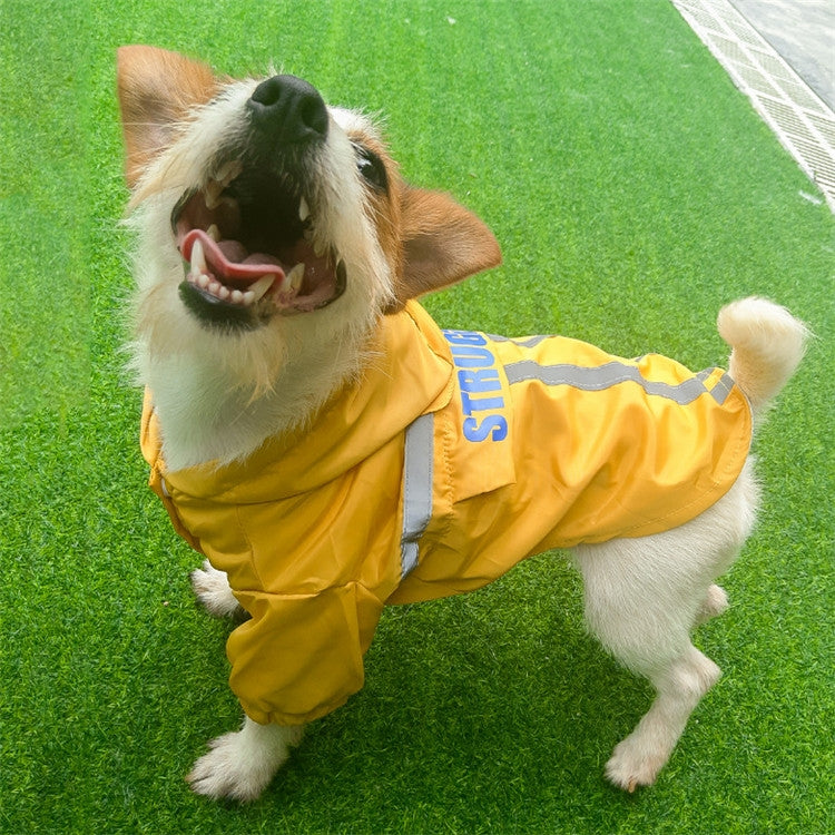 Impermeabile per cani con cappuccio e strisce riflettenti