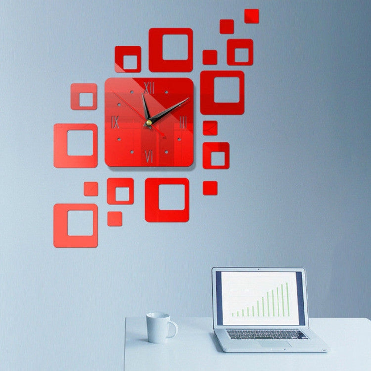 Adesivo per superficie a specchio per la casa Specchi decorativi per ufficio in casa Orologio stereo 3D Orologio a specchio acrilico Orologio combinato a blocchi