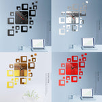 Adesivo per superficie a specchio per la casa Specchi decorativi per ufficio in casa Orologio stereo 3D Orologio a specchio acrilico Orologio combinato a blocchi