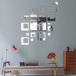 Adesivo per superficie a specchio per la casa Specchi decorativi per ufficio in casa Orologio stereo 3D Orologio a specchio acrilico Orologio combinato a blocchi