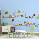 Adesivi murali per camera da letto per bambini con pista di cartone animato Adesivi murali verdi decorativi