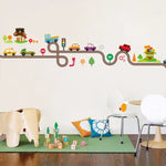Adesivi murali per camera da letto per bambini con pista di cartone animato Adesivi murali verdi decorativi