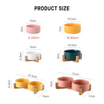 Ciotola per gatti Ciotola per cani Ciotola in ceramica per animali domestici, 13cm/400ml Single Bowl, 13cm/400ml Single Bowl With Wooden Stand, 13cm/400ml Double Bowl With Wooden Stand, 15.5cm/850ml Single Bowl, 15.5cm/850ml Single Bowl With Wooden Sta...