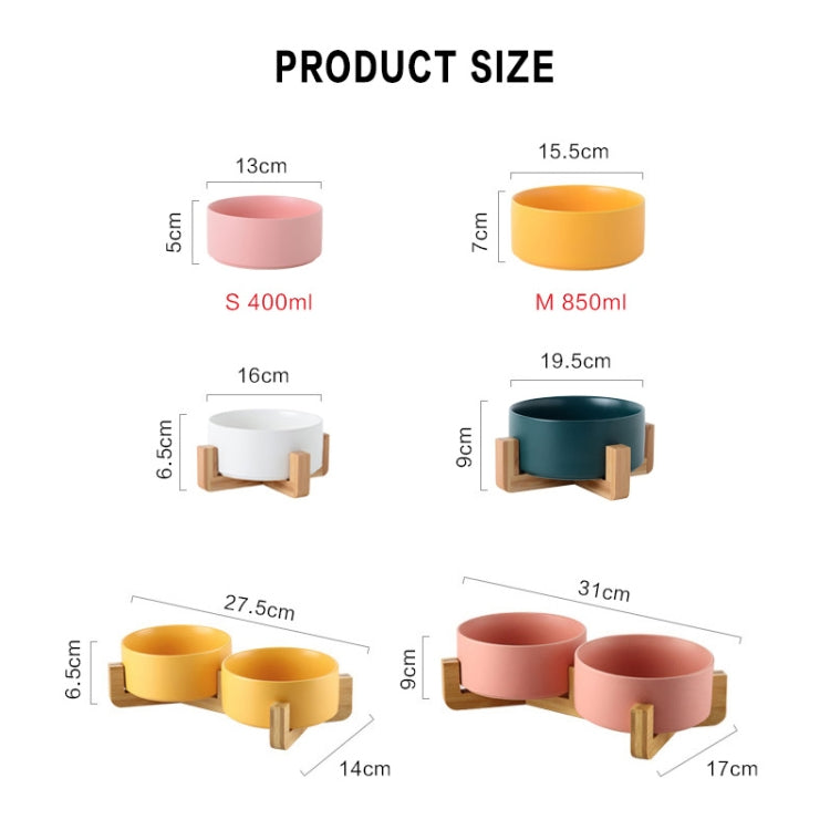 Ciotola per gatti Ciotola per cani Ciotola in ceramica per animali domestici, 13cm/400ml Single Bowl, 13cm/400ml Single Bowl With Wooden Stand, 13cm/400ml Double Bowl With Wooden Stand, 15.5cm/850ml Single Bowl, 15.5cm/850ml Single Bowl With Wooden Sta...
