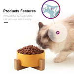 Ciotola per gatti Ciotola per cani Ciotola in ceramica per animali domestici, 13cm/400ml Single Bowl, 13cm/400ml Single Bowl With Wooden Stand, 13cm/400ml Double Bowl With Wooden Stand, 15.5cm/850ml Single Bowl, 15.5cm/850ml Single Bowl With Wooden Sta...