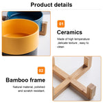 Ciotola per gatti Ciotola per cani Ciotola in ceramica per animali domestici, 13cm/400ml Single Bowl, 13cm/400ml Single Bowl With Wooden Stand, 13cm/400ml Double Bowl With Wooden Stand, 15.5cm/850ml Single Bowl, 15.5cm/850ml Single Bowl With Wooden Sta...