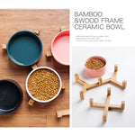 Ciotola per gatti Ciotola per cani Ciotola in ceramica per animali domestici, 13cm/400ml Single Bowl, 13cm/400ml Single Bowl With Wooden Stand, 13cm/400ml Double Bowl With Wooden Stand, 15.5cm/850ml Single Bowl, 15.5cm/850ml Single Bowl With Wooden Sta...