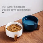 Ciotola per gatti Ciotola per cani Ciotola in ceramica per animali domestici, 13cm/400ml Single Bowl, 13cm/400ml Single Bowl With Wooden Stand, 13cm/400ml Double Bowl With Wooden Stand, 15.5cm/850ml Single Bowl, 15.5cm/850ml Single Bowl With Wooden Sta...