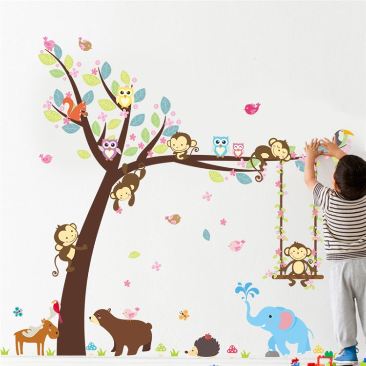 Adesivo da parete Scimmia oscillante Decorazione per l'ambiente della scuola materna per la cameretta dei bambini Murale rimovibile, Swinging Monkey