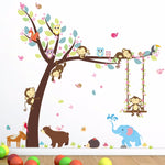 Adesivo da parete Scimmia oscillante Decorazione per l'ambiente della scuola materna per la cameretta dei bambini Murale rimovibile, Swinging Monkey