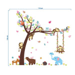 Adesivo da parete Scimmia oscillante Decorazione per l'ambiente della scuola materna per la cameretta dei bambini Murale rimovibile, Swinging Monkey