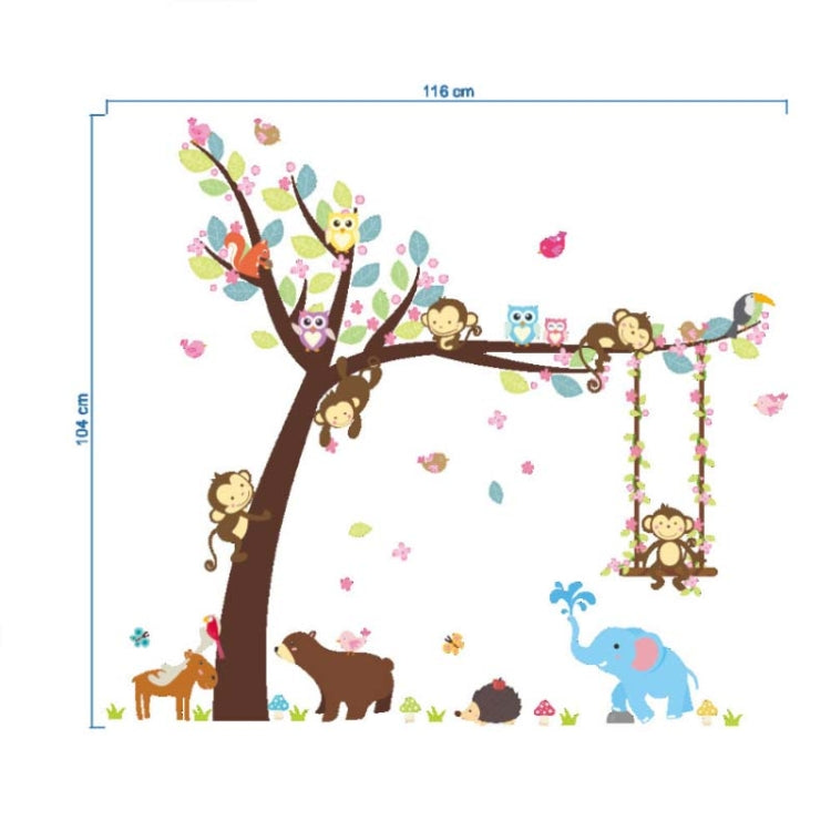 Adesivo da parete Scimmia oscillante Decorazione per l'ambiente della scuola materna per la cameretta dei bambini Murale rimovibile, Swinging Monkey