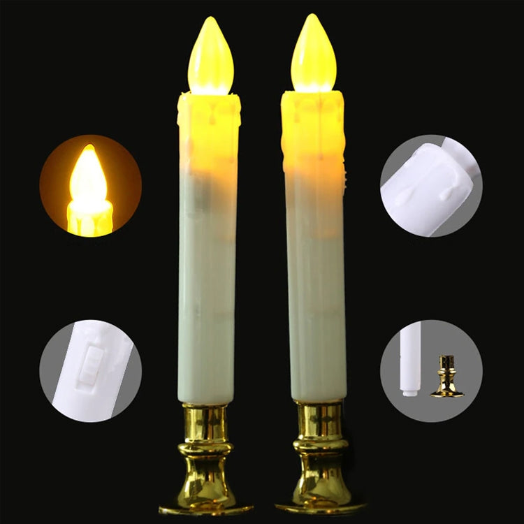 Candela elettronica in plastica a lume di candela lunga artificiale da 2 pezzi