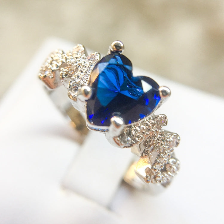 Anello con diamante con motivo a cuore da donna in argento sterling 925, 6, 7, 8, 9, 10