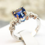 Anello con diamante con motivo a cuore da donna in argento sterling 925, 6, 7, 8, 9, 10