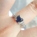 Anello con diamante con motivo a cuore da donna in argento sterling 925, 6, 7, 8, 9, 10