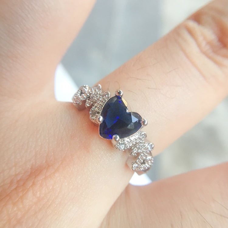 Anello con diamante con motivo a cuore da donna in argento sterling 925, 6, 7, 8, 9, 10