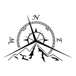 5 pezzi NSWE Fashion Mountains Compass Rose Decal Bussola nautica Navigare Adesivo per auto, Dimensioni: 13,7x9,4 cm, 5 PCS Black, 5 PCS  Silver