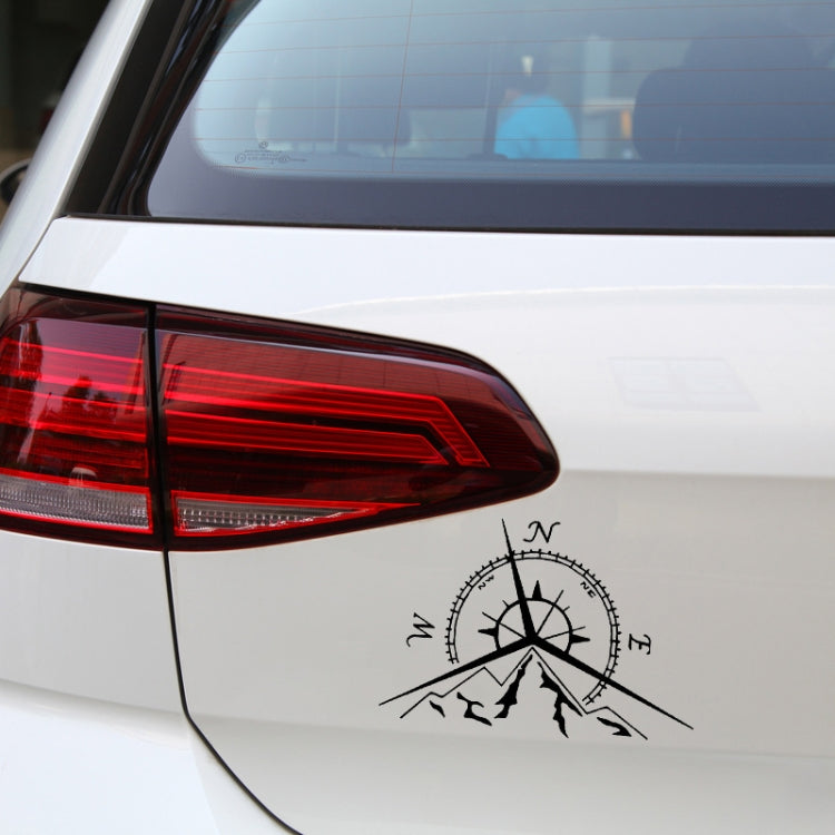 5 pezzi NSWE Fashion Mountains Compass Rose Decal Bussola nautica Navigare Adesivo per auto, Dimensioni: 13,7x9,4 cm, 5 PCS Black, 5 PCS  Silver