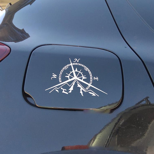 5 pezzi NSWE Fashion Mountains Compass Rose Decal Bussola nautica Navigare Adesivo per auto, Dimensioni: 13,7x9,4 cm, 5 PCS Black, 5 PCS  Silver