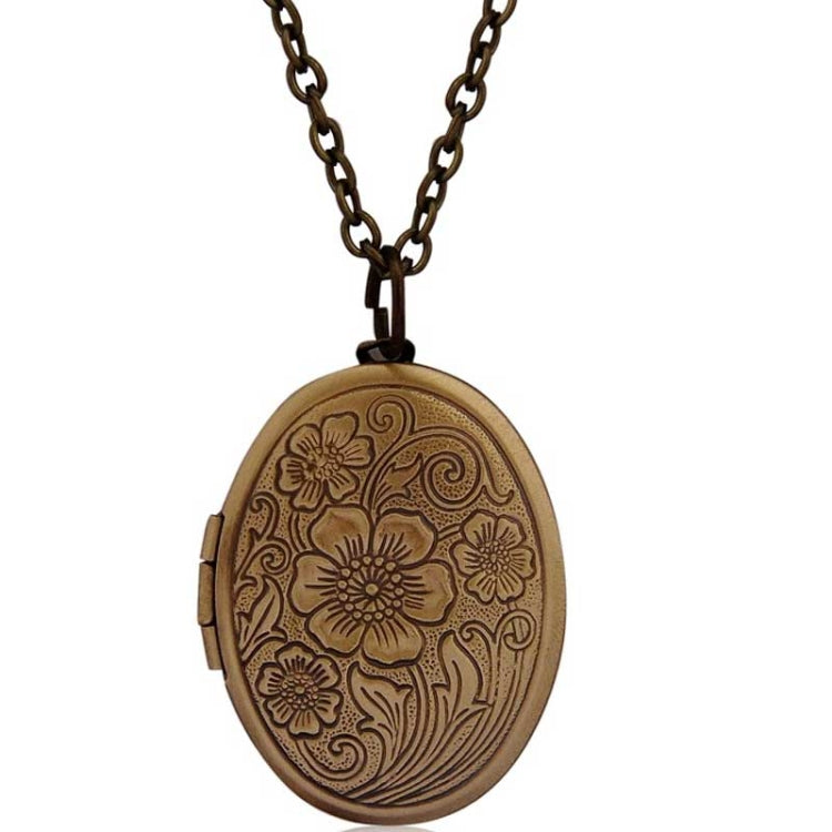 Collana vintage in bronzo antico con scatola foto ovale