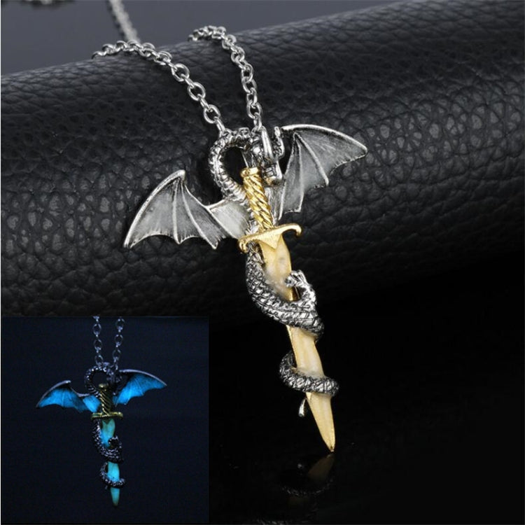 Collana con ciondolo spada drago in metallo 8cm