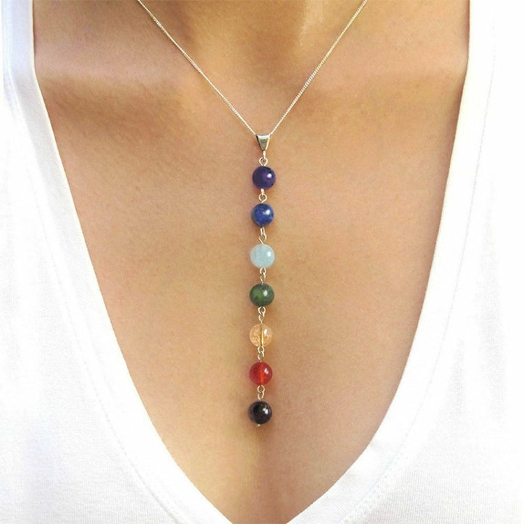 Collana con ciondolo perline in pietra naturale a 7 colori Collana da donna Yoga Reiki Guarigione Bilanciamento collane Gioielli con ciondoli