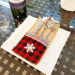 Set di coltelli e forchette natalizi da 10 pezzi Decorazioni natalizie Decorazione dell'hotel del ristorante a scacchi, Snowflake, Bowknot