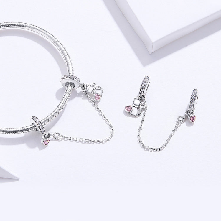 Accessori per bracciale fai da te con catena di sicurezza per gatti in argento S925