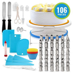 Set di piatti girevoli per torta 106 in 1 in acciaio inossidabile per decorare la bocca, strumento per decorare torte, 106 PCS/Set Purple, 106 PCS/Set Blue