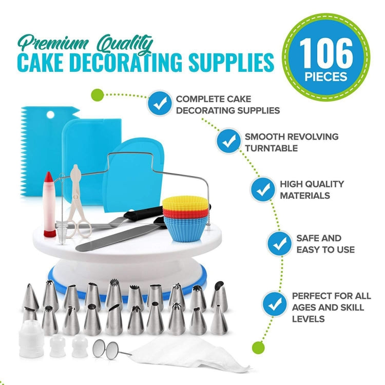 Set di piatti girevoli per torta 106 in 1 in acciaio inossidabile per decorare la bocca, strumento per decorare torte, 106 PCS/Set Purple, 106 PCS/Set Blue