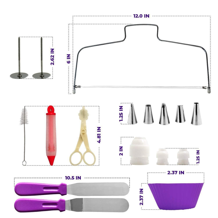 Set di piatti girevoli per torta 106 in 1 in acciaio inossidabile per decorare la bocca, strumento per decorare torte, 106 PCS/Set Purple, 106 PCS/Set Blue