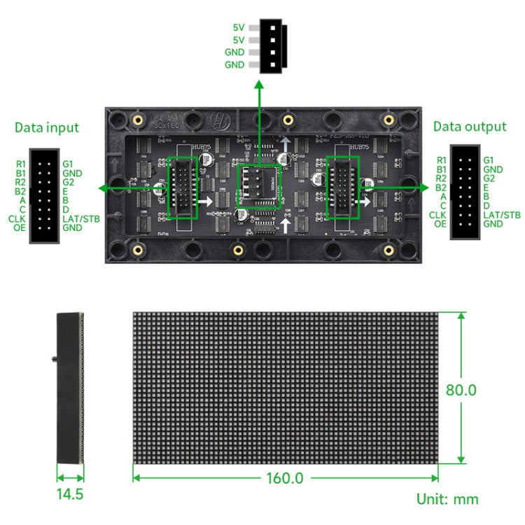 Pannello matrice LED RGB 64x32 pixel passo 2,5 mm