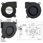 Ventilatore turbo silenzioso ASIACOOL, 5015 12V, 7530 12V, 9733 12V, 12032 24V