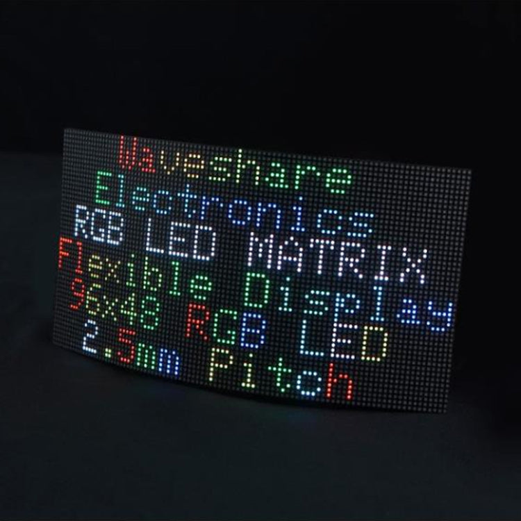 Pannello a matrice LED a colori RGB flessibile Waveshare, passo da 2,5 mm, 96x48 pixel, PCB pieghevole con luminosità regolabile, 23709