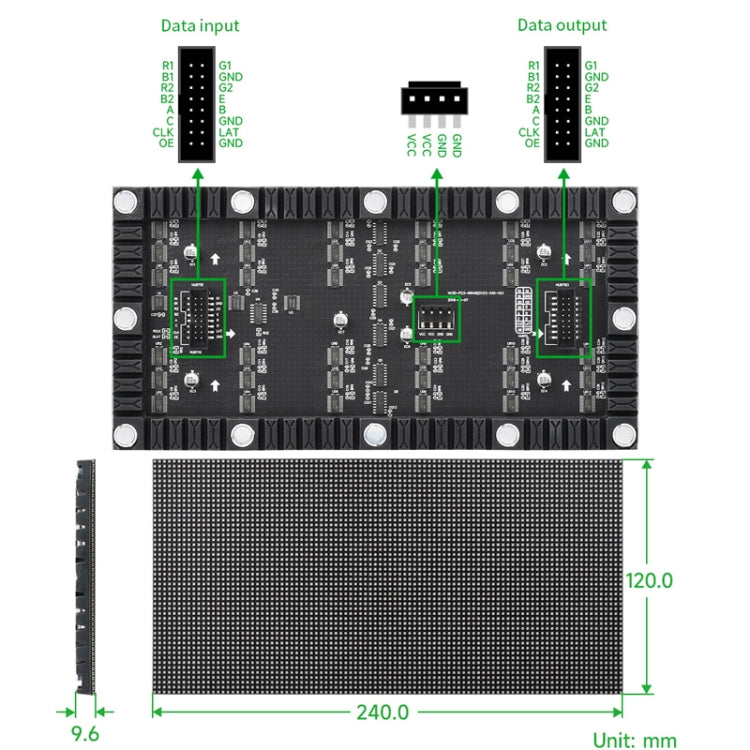 Pannello a matrice LED a colori RGB flessibile Waveshare, passo da 2,5 mm, 96x48 pixel, PCB pieghevole con luminosità regolabile, 23709