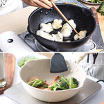 Padella piccola per uso domestico in pietra Maifan con fondo spesso, padella antiaderente, padella profonda, 20cm Black Without Cover, 20cm Beige Without Cover, 24cm Black Without Cover, 24cm Beige Without Cover, 26cm Black Without Cover               ...