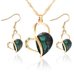 Simpatico set di gioielli con collana di cristalli a forma di cuore