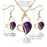 Simpatico set di gioielli con collana di cristalli a forma di cuore