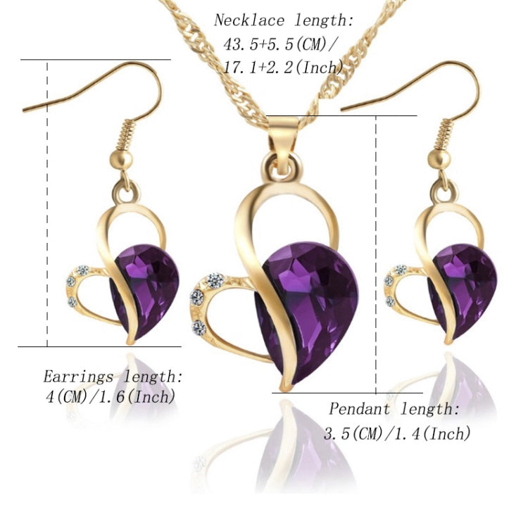 Simpatico set di gioielli con collana di cristalli a forma di cuore