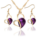 Simpatico set di gioielli con collana di cristalli a forma di cuore
