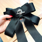 Accessori di abbigliamento con spilla con fiocco e fiocco quadrato con strass quadrati da donna