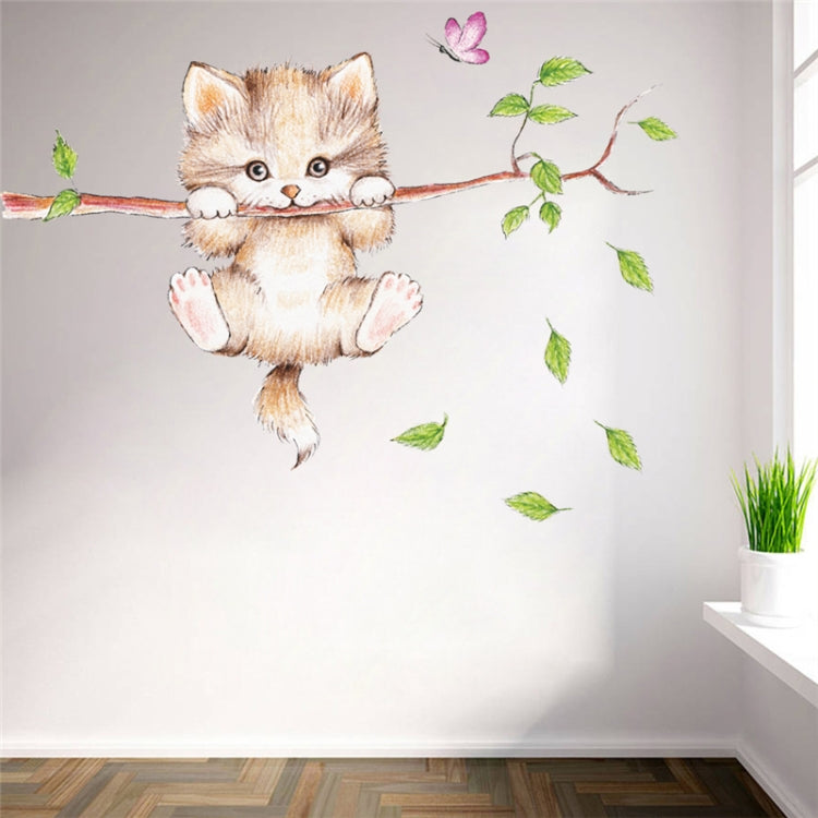 Adesivo da parete con simpatico gatto ramoscello asilo, layout ambiente, decorazione da parete, Cute Cat