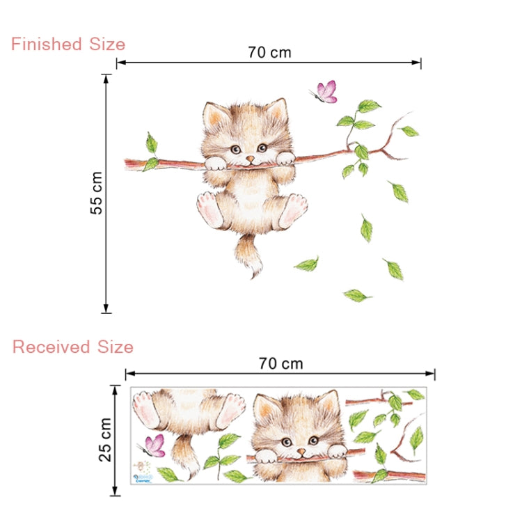 Adesivo da parete con simpatico gatto ramoscello asilo, layout ambiente, decorazione da parete, Cute Cat