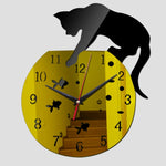 Orologio da parete a specchio per gatti in acrilico 3D Decorazione per la casa di moda fai-da-te