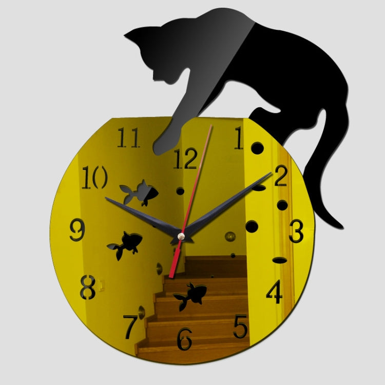 Orologio da parete a specchio per gatti in acrilico 3D Decorazione per la casa di moda fai-da-te
