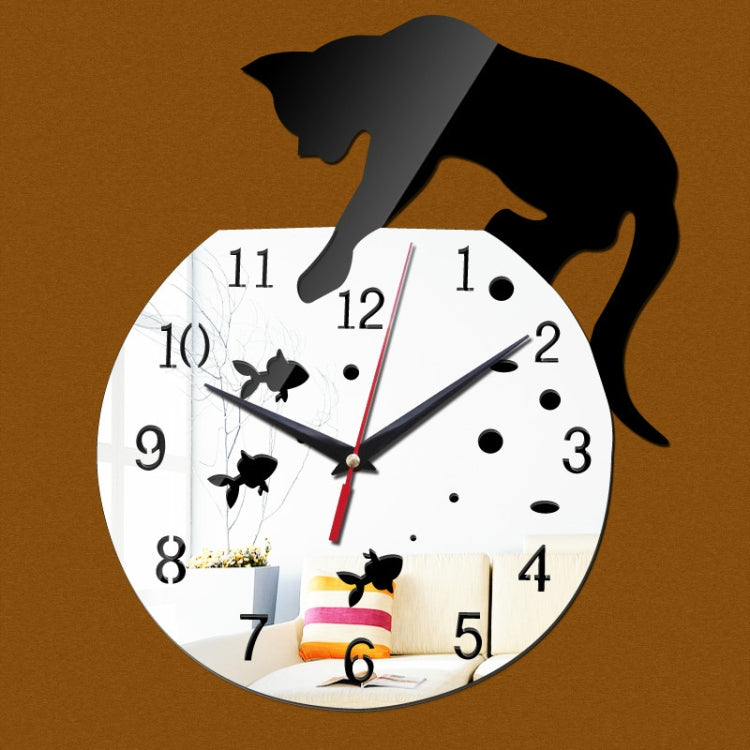 Orologio da parete a specchio per gatti in acrilico 3D Decorazione per la casa di moda fai-da-te