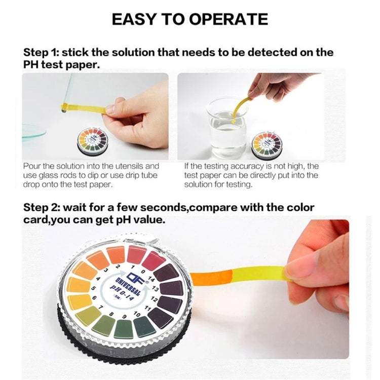 5 metri 0-14 PH Carta di prova Indicatore di acido alcalino Carta per acqua Urina Saliva Cartina di tornasole Test di misurazione Kit di analisi